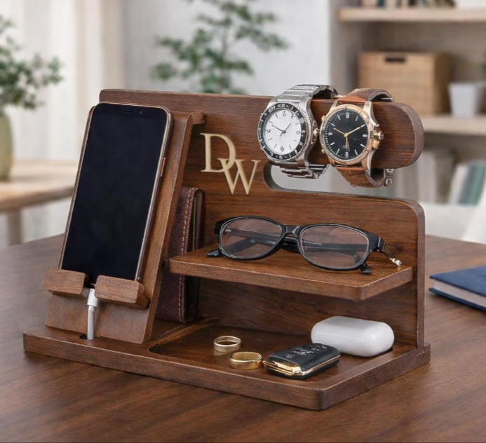 f8af86e4-1bd4-40b3-8cea-ac896abc6023 Handcrafted Wooden Desk Organizer - Image 1